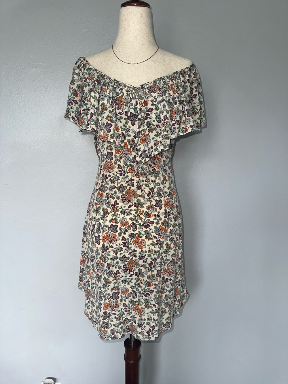 Rebecca Taylor 100% Silk Floral Ruffle Mini Dress